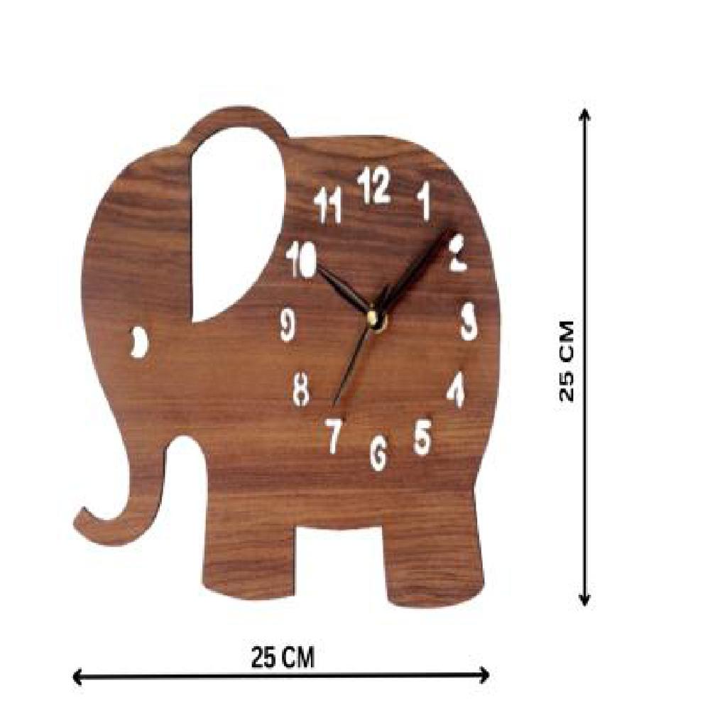 Wooden Wall Clock, Elephant Design