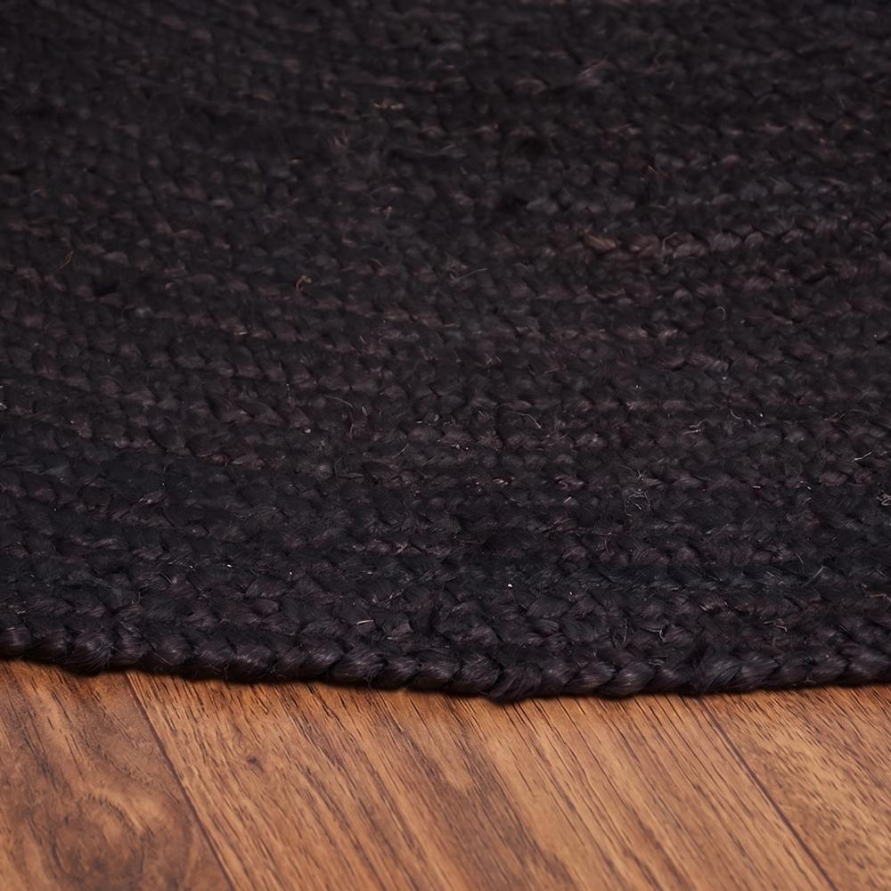 Black Round Braided Jute Rug for Living Room and Bedroom