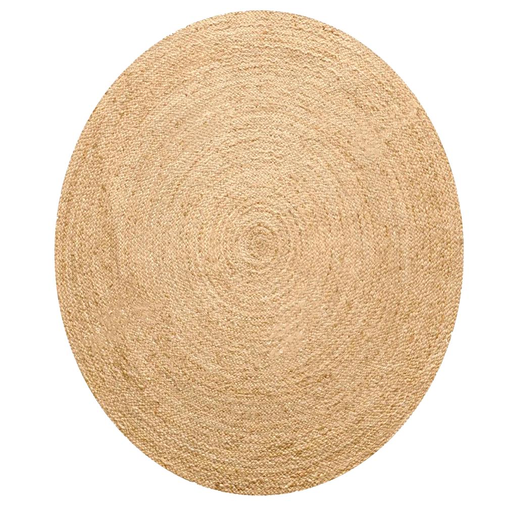 Natural Tan Round Braided Jute Rug