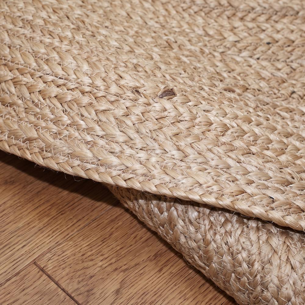 Natural Tan Round Braided Jute Rug