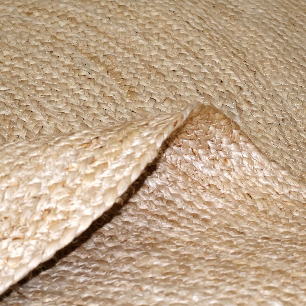 Natural Tan Round Braided Jute Rug
