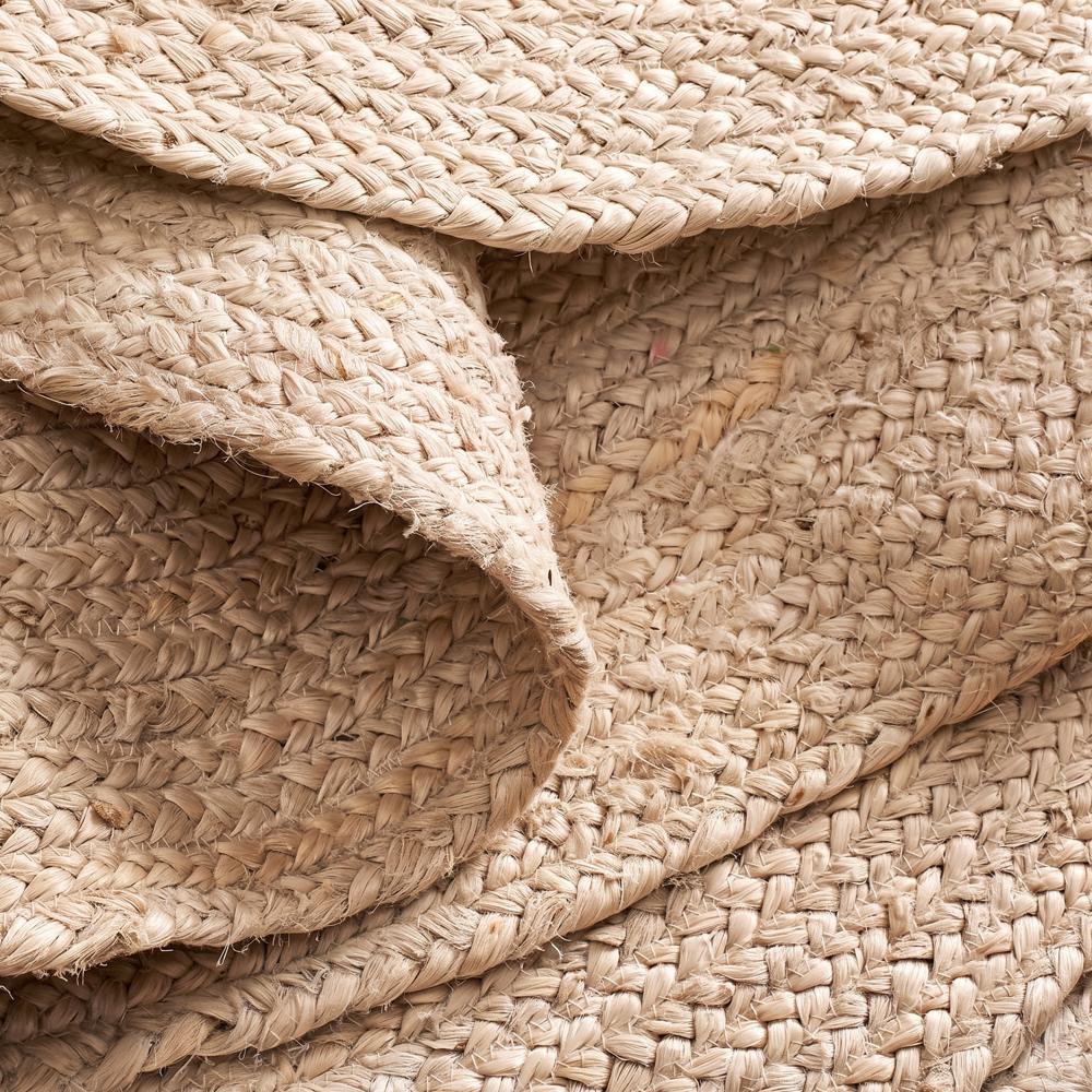 Natural Tan Round Braided Jute Rug
