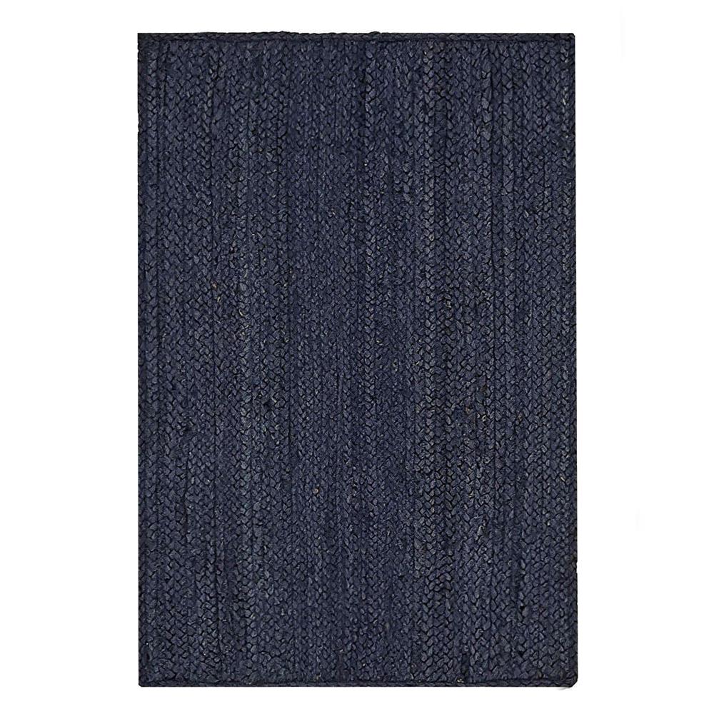 Navy Blue Braided Jute Area Rug