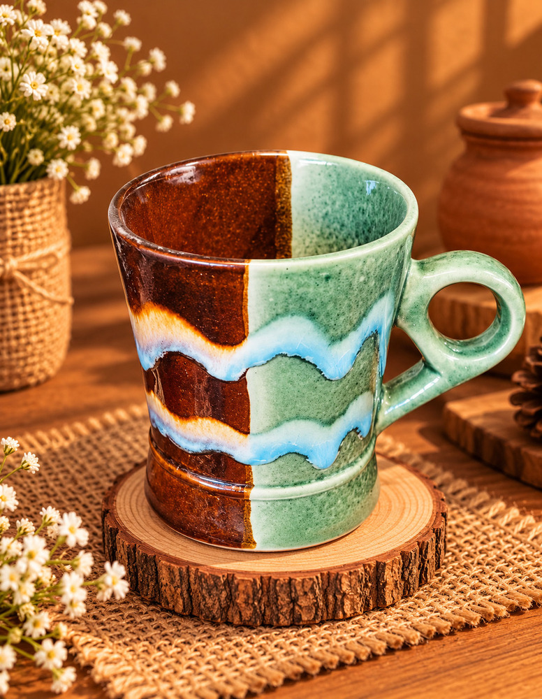 Dual Tone Artistic Ceramic Coffee Mug