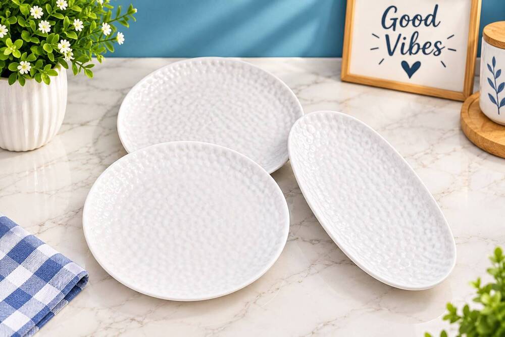 White Ceramic Serving Platter Set