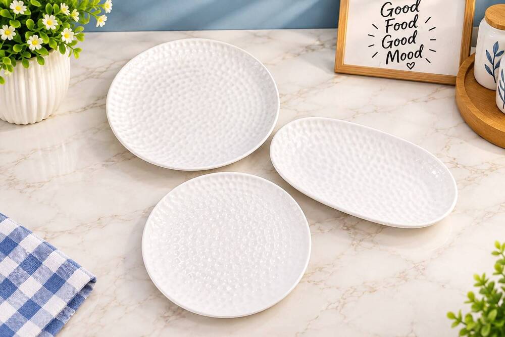 White Ceramic Serving Platter Set