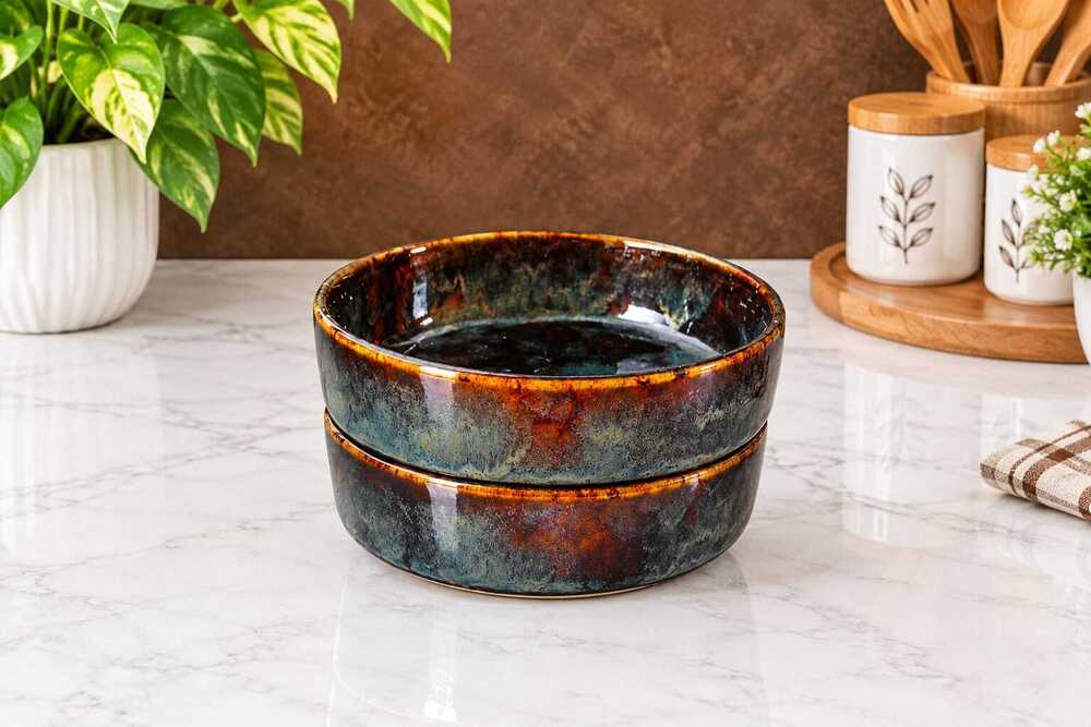 Rustic Ceramic Serving Bowl Set