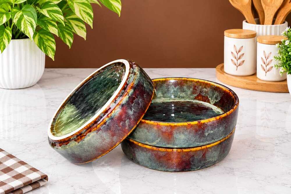 Rustic Ceramic Serving Bowl Set