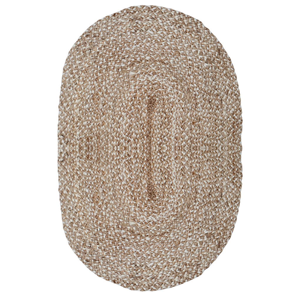 Natural & Off-White Oval Braided Jute Rug