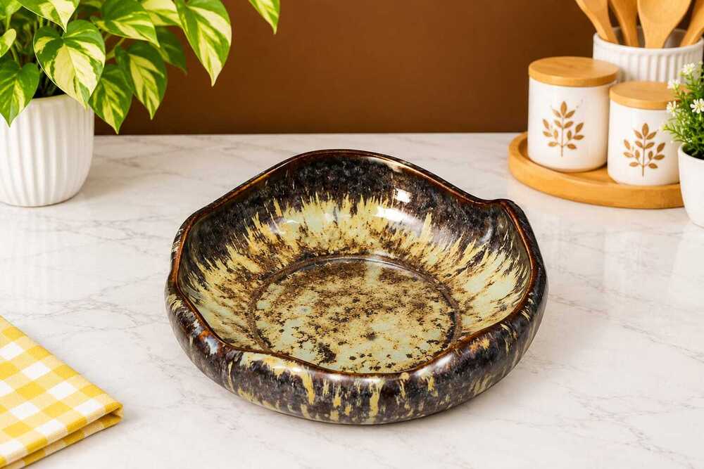 Rustic Flower Shape Ceramic Serving Bowl