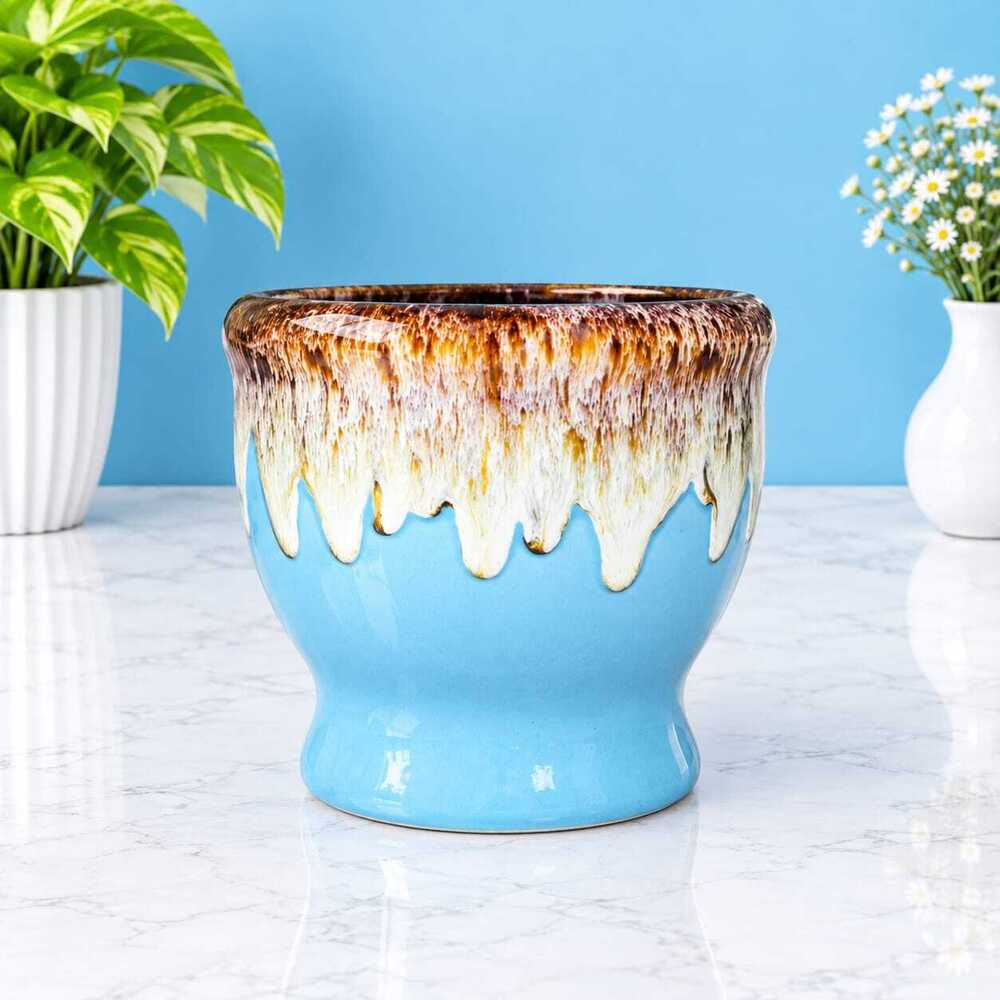 Sky Blue Ceramic Planter Pot