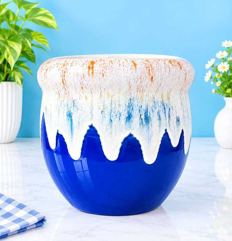 Blue And White Ceramic Planter Pot
