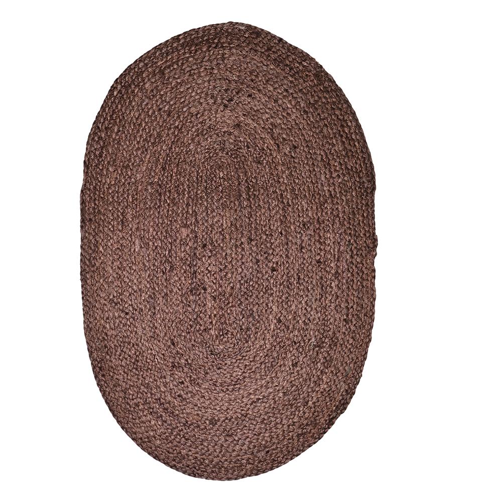 Dark Brown Oval Braided Jute Rug