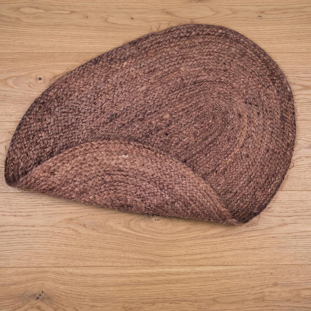 Dark Brown Oval Braided Jute Rug