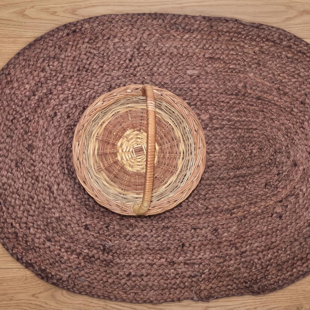 Dark Brown Oval Braided Jute Rug