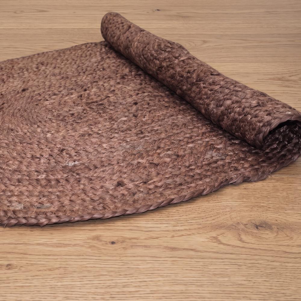 Dark Brown Oval Braided Jute Rug