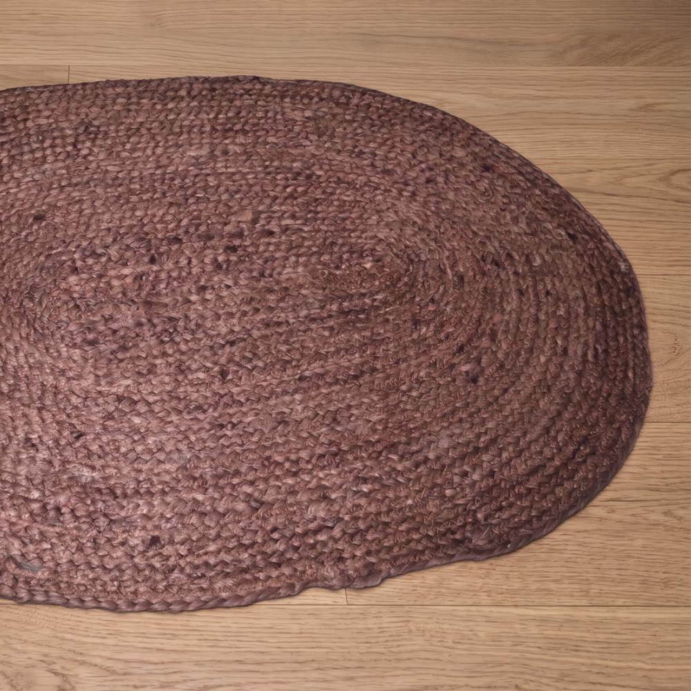 Dark Brown Oval Braided Jute Rug