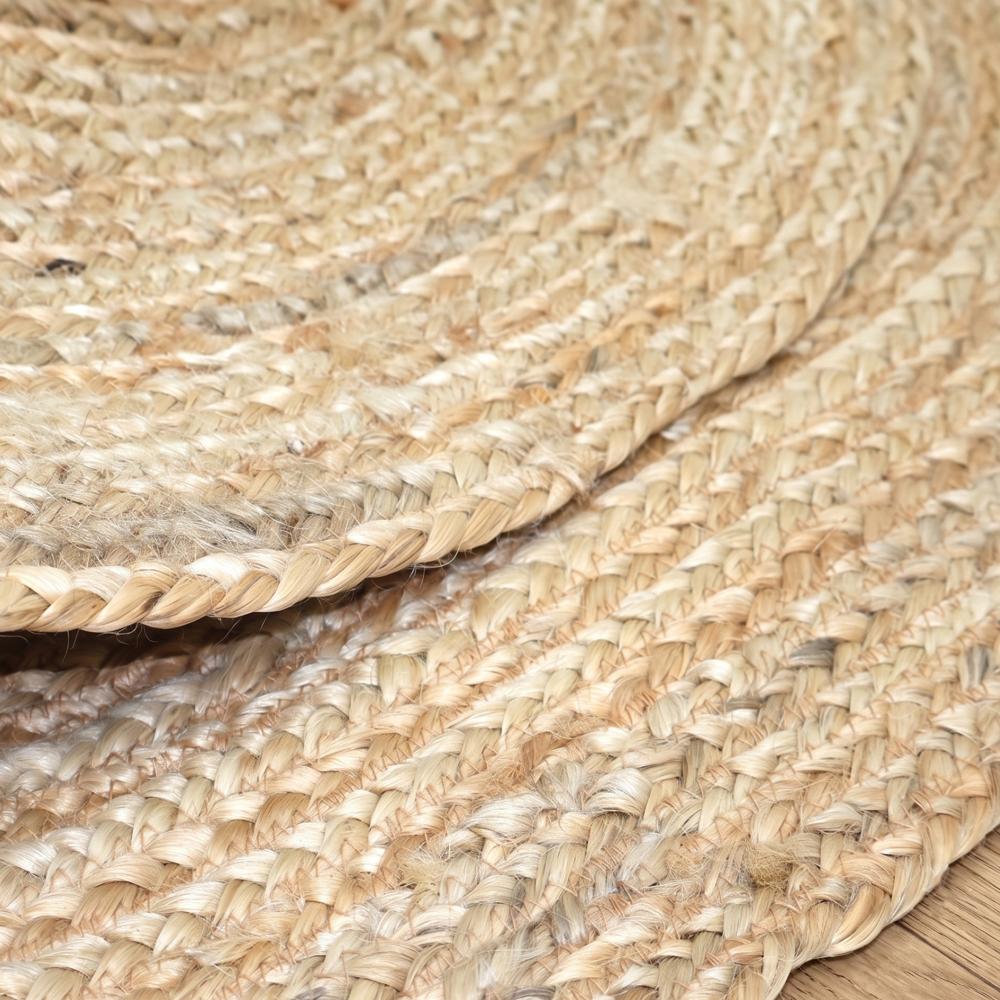 Natural Tan Square-Oval Concentric Braided Jute Rug