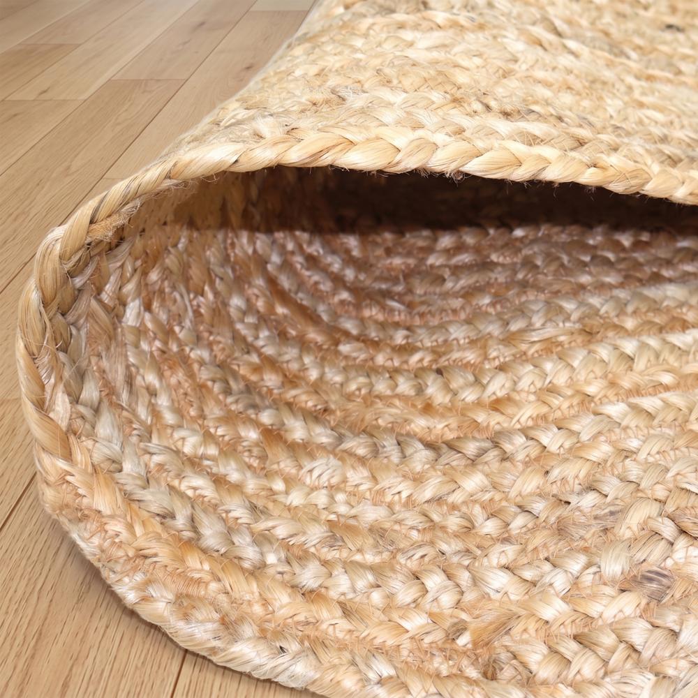 Natural Tan Square-Oval Concentric Braided Jute Rug