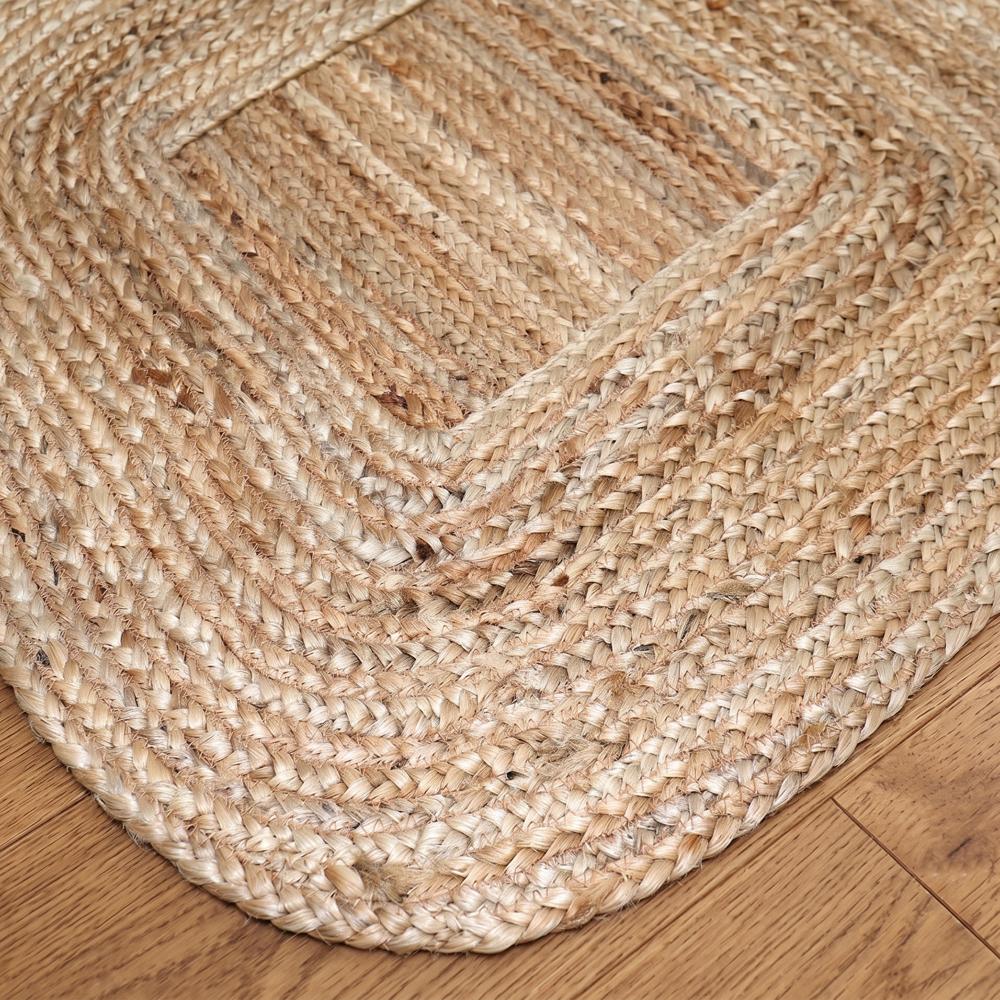 Natural Tan Square-Oval Concentric Braided Jute Rug
