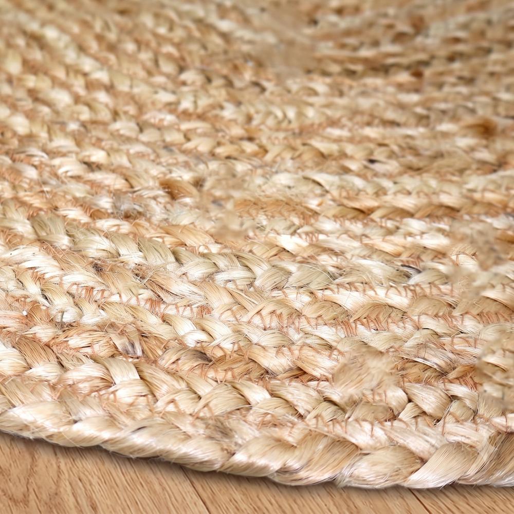 Natural Tan Square-Oval Concentric Braided Jute Rug