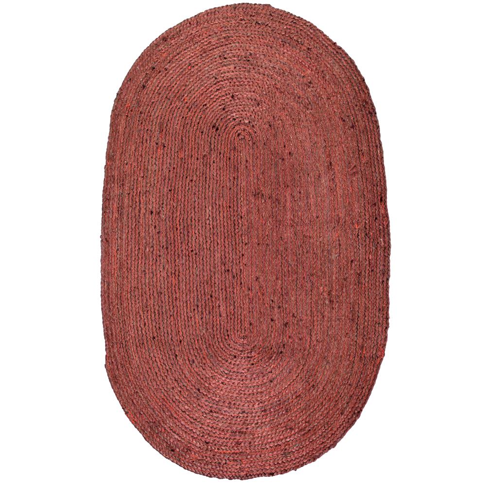 Terracotta Rust Oval Braided Jute Rug