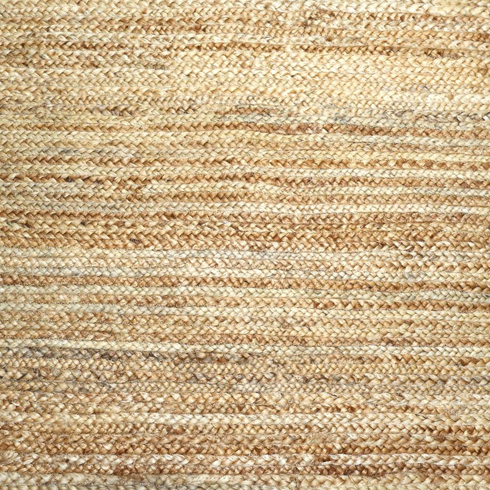 Natural Tan Rectangular Scalloped Braided Jute Area Rug