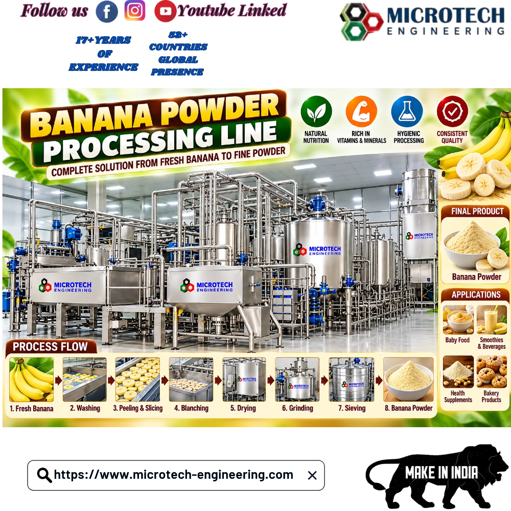 Banana powder processing line