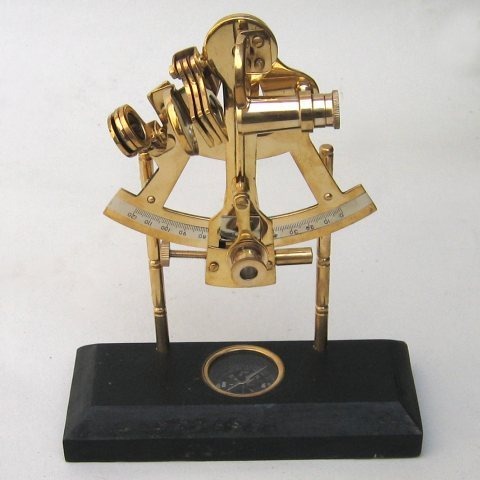 NAUTICAL BRASS SEXTANT ON COMPASS 8" - Brass, 8 Inches, Gold | Accurate Readings, Compact Design, Durable, Decorative