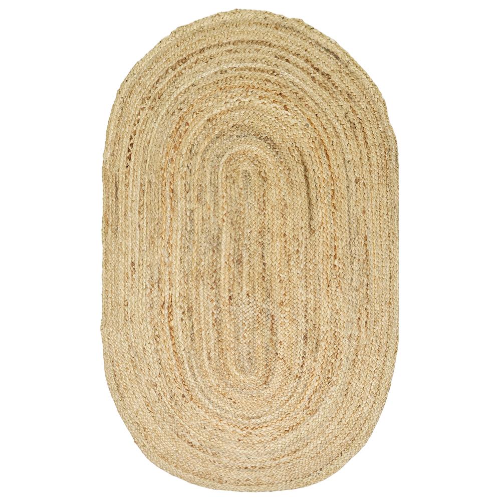 Handcrafted Oval Solid Braided Jute Area Rug