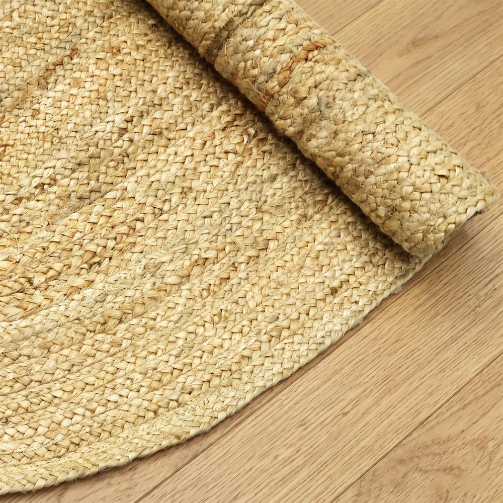 Handcrafted Oval Solid Braided Jute Area Rug