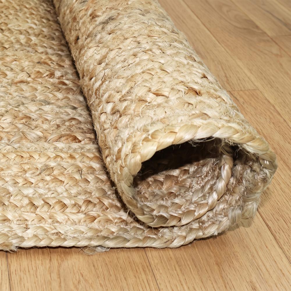 Handcrafted Oval Solid Braided Jute Area Rug