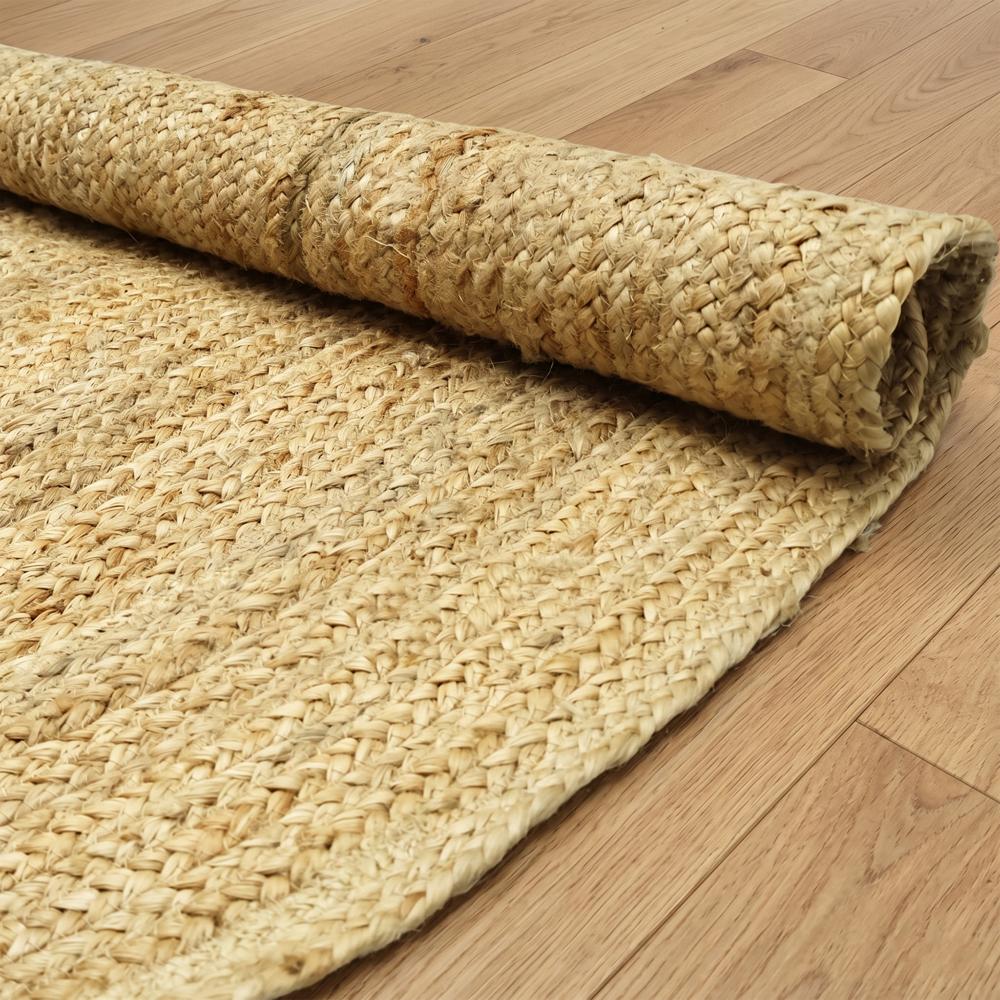 Handcrafted Oval Solid Braided Jute Area Rug