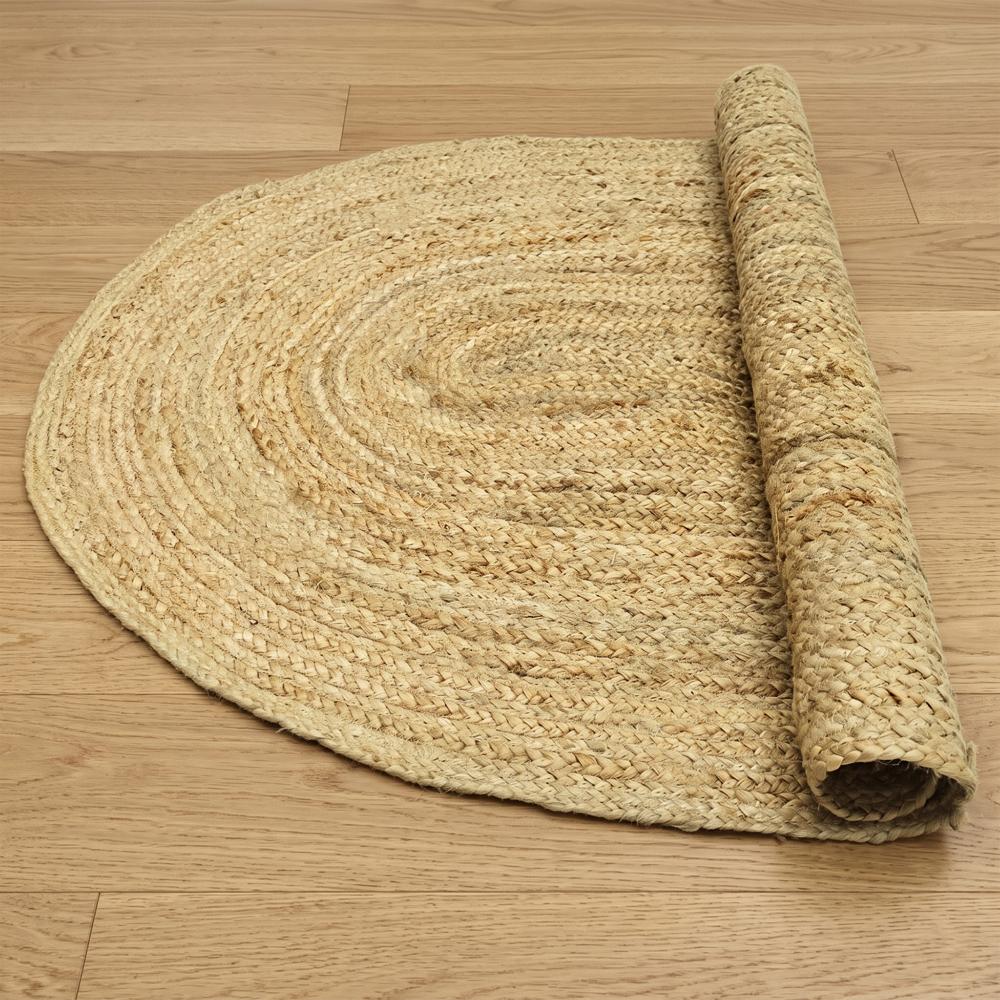 Handcrafted Oval Solid Braided Jute Area Rug