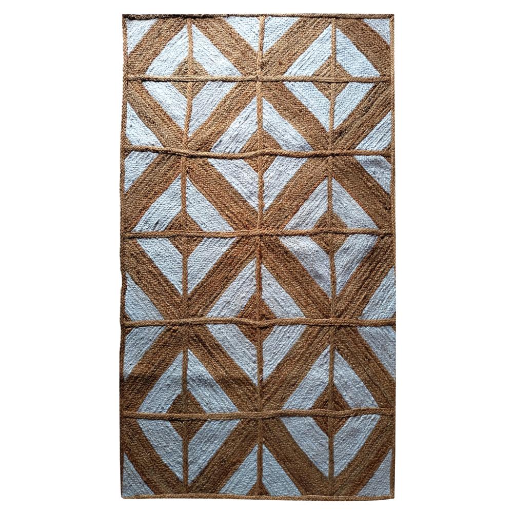 Handcrafted Geometric Diamond Braided Jute Rug