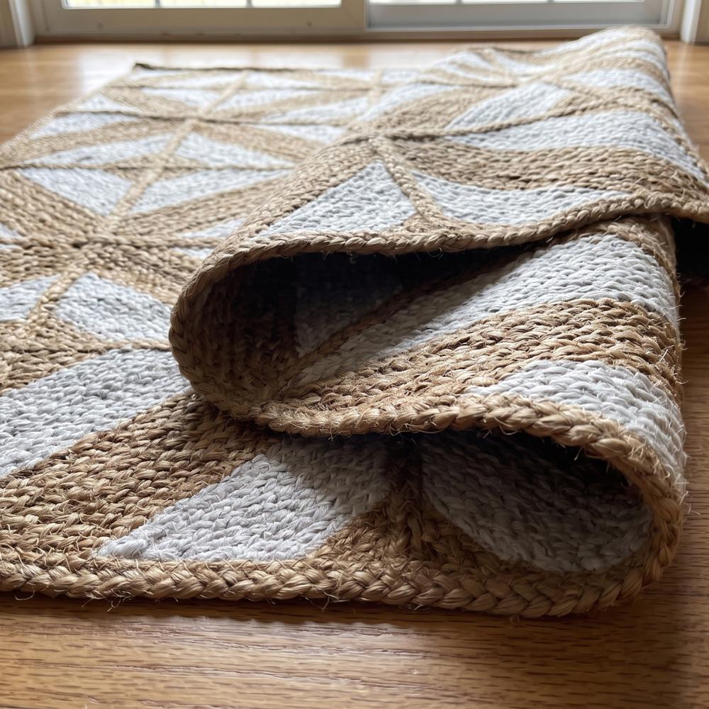 Handcrafted Geometric Diamond Braided Jute Rug