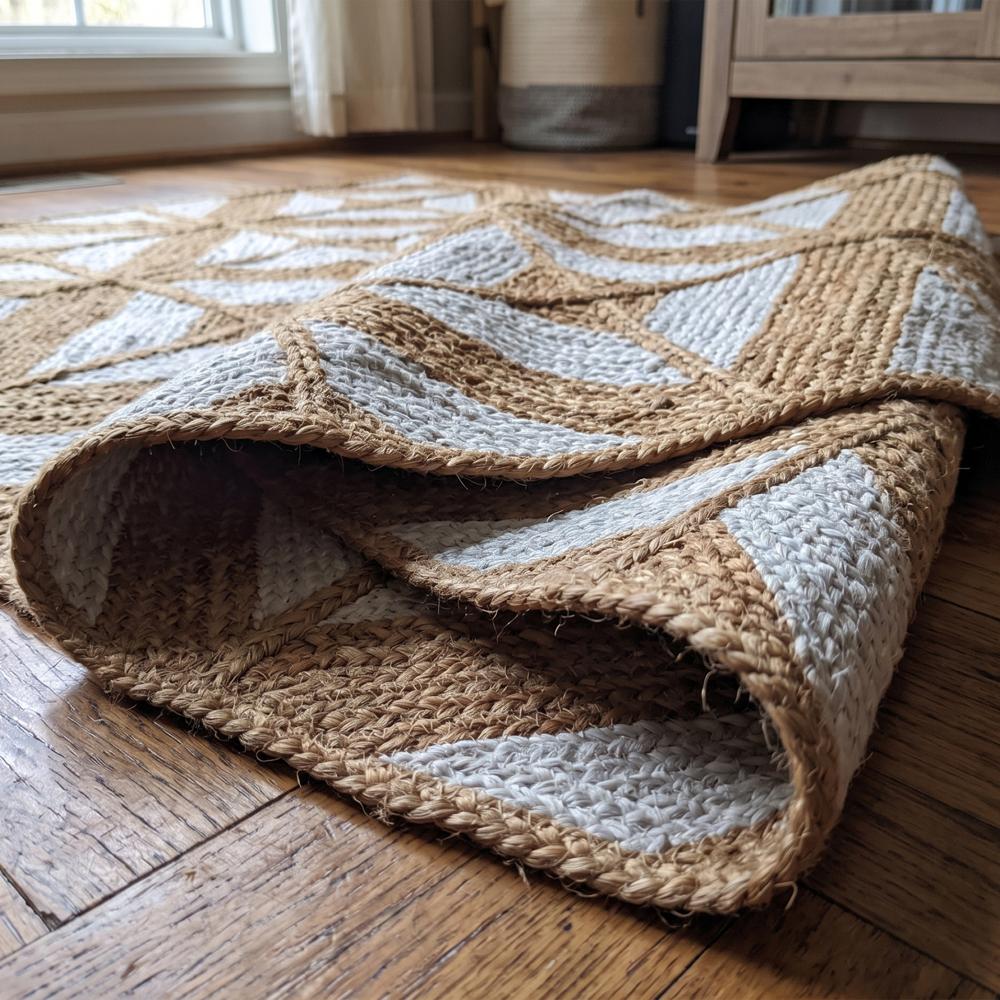 Handcrafted Geometric Diamond Braided Jute Rug