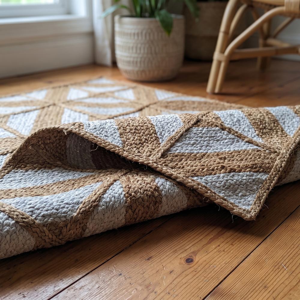 Handcrafted Geometric Diamond Braided Jute Rug