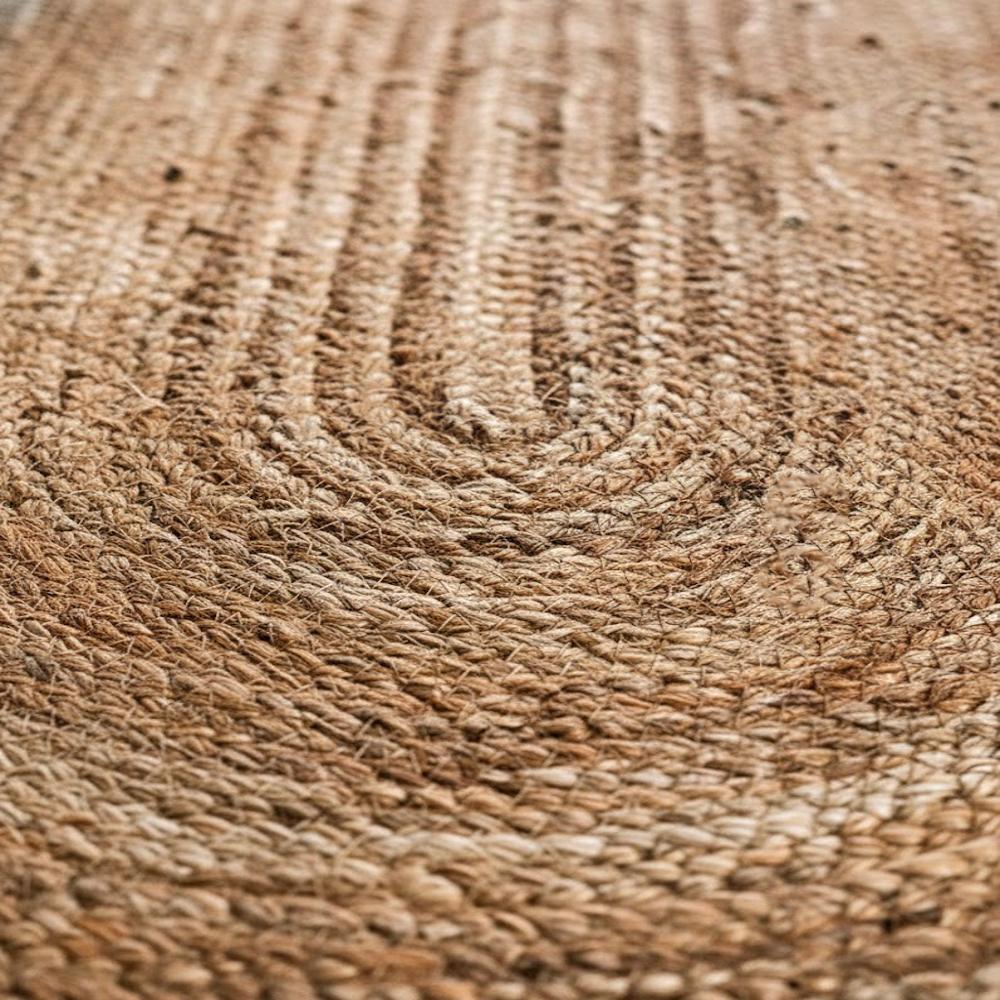Natural Jute Oval Braided Rug with Black Border