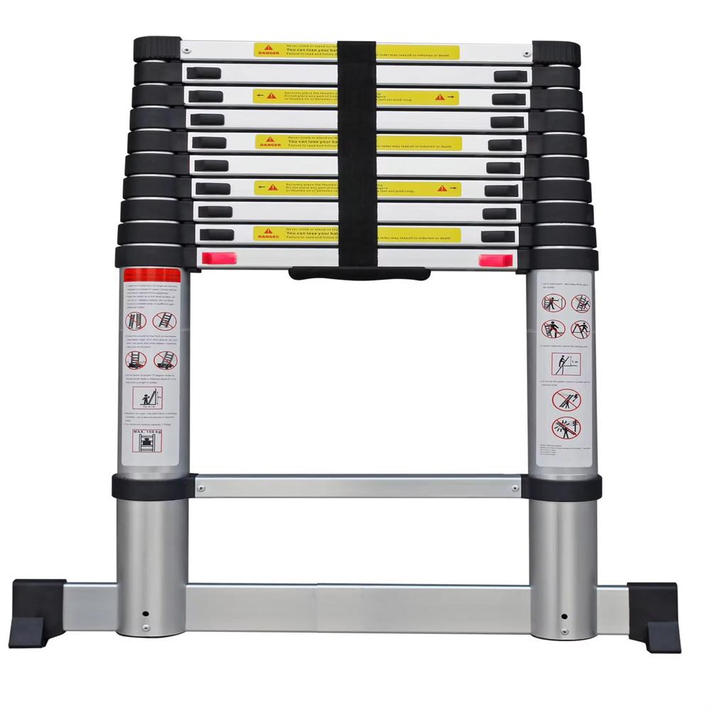 Telescoping Extension Ladder 12.5 Ft, Folding Aluminum - Color: Silver
