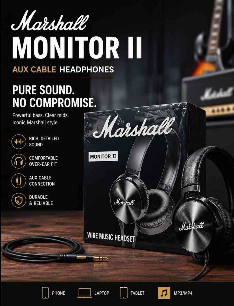Marshall Monitor II Aux Cable Headphones