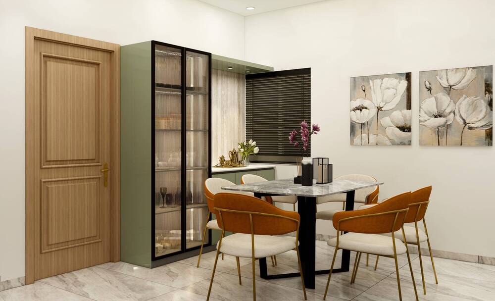 Modern Dining Room with Marble Dining Table