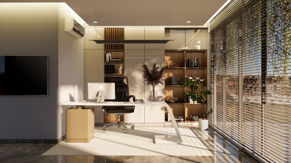 Modern Office Interior with Executive Desk