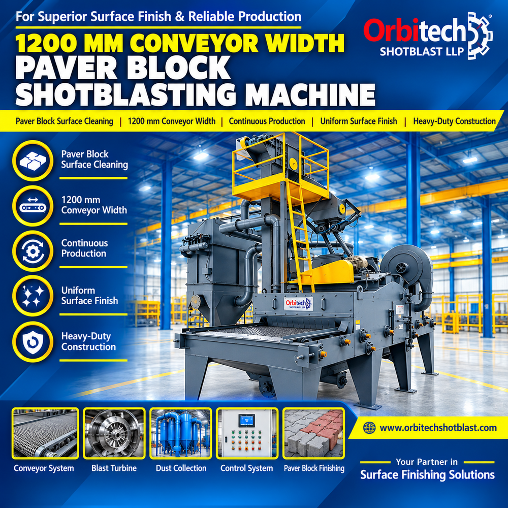 1200 MM Conveyor Width Paver Block Shotblasting Machine