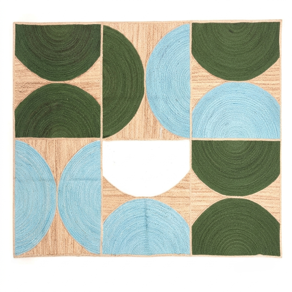 Hand-Braided Geometric Jute Area Rug
