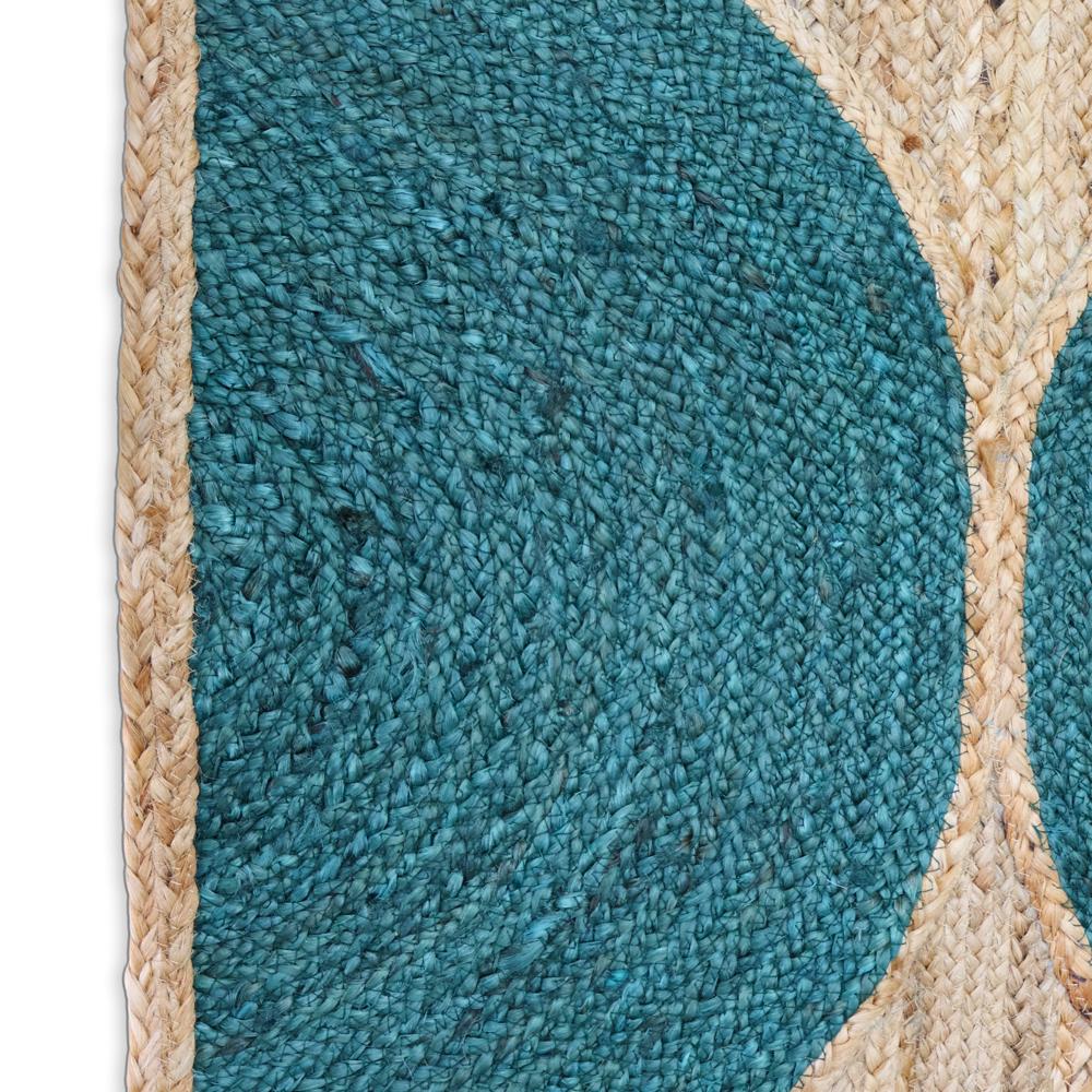 Geometric Jute Rug Teal & Light Blue Half-Circle