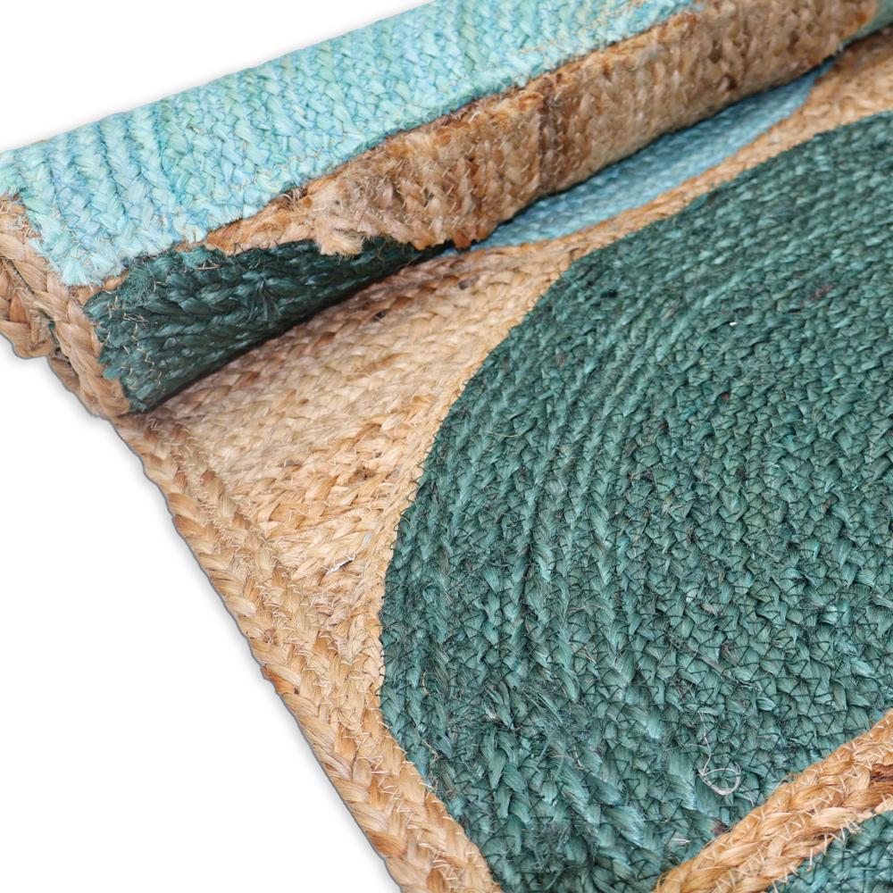 Geometric Jute Rug Teal & Light Blue Half-Circle
