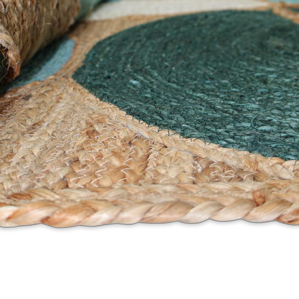 Geometric Jute Rug Teal & Light Blue Half-Circle