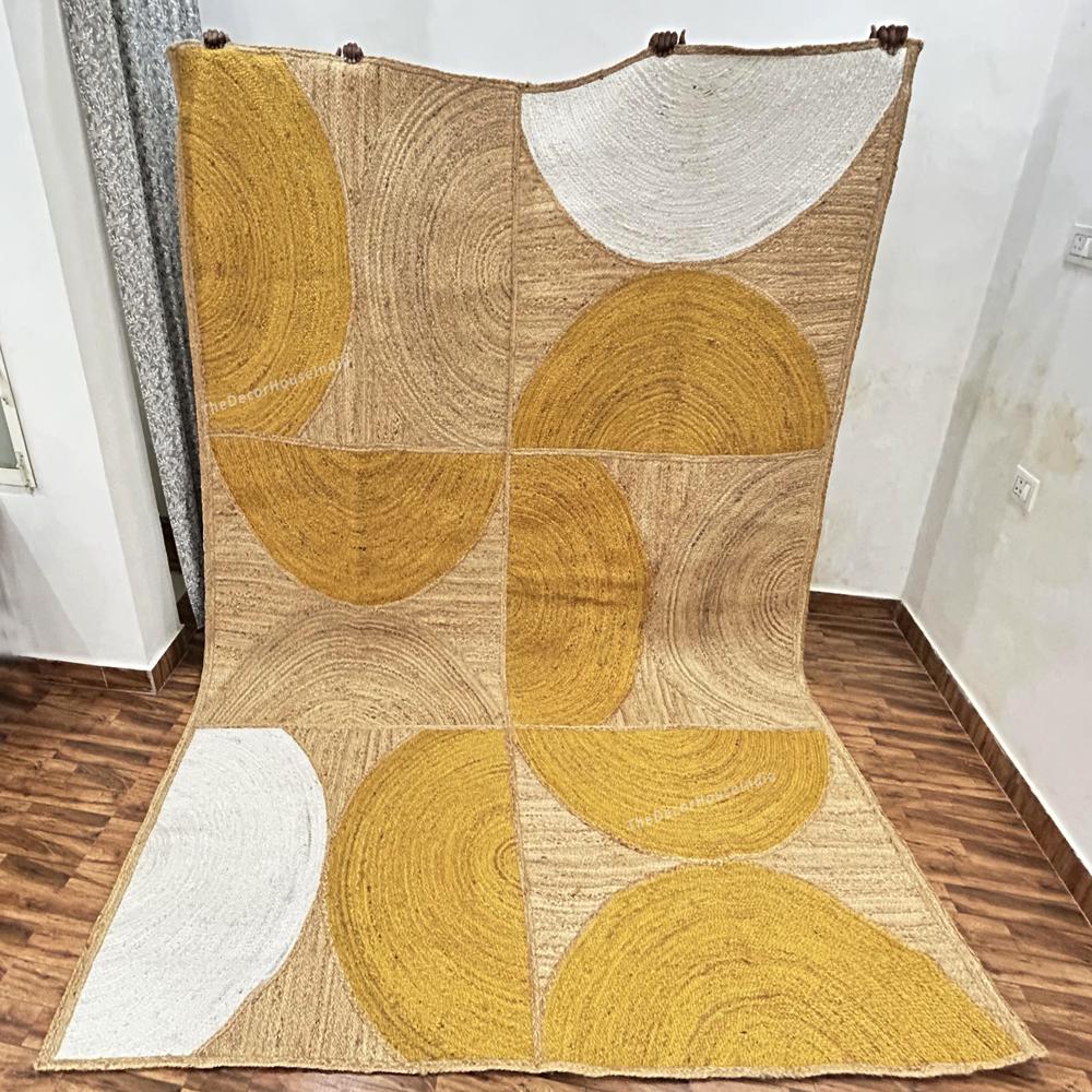 Geometric Jute Runner Mustard Yellow Half-Circle