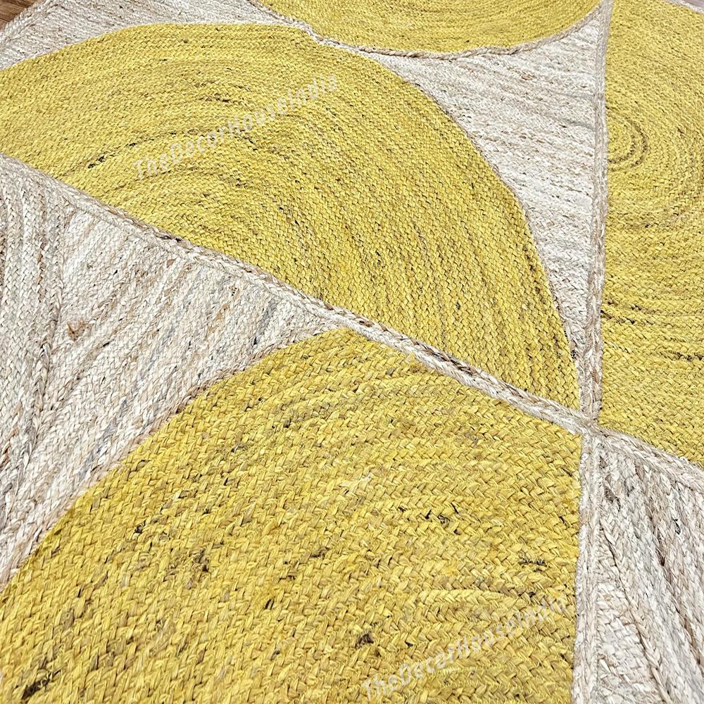 Geometric Jute Runner Mustard Yellow Half-Circle